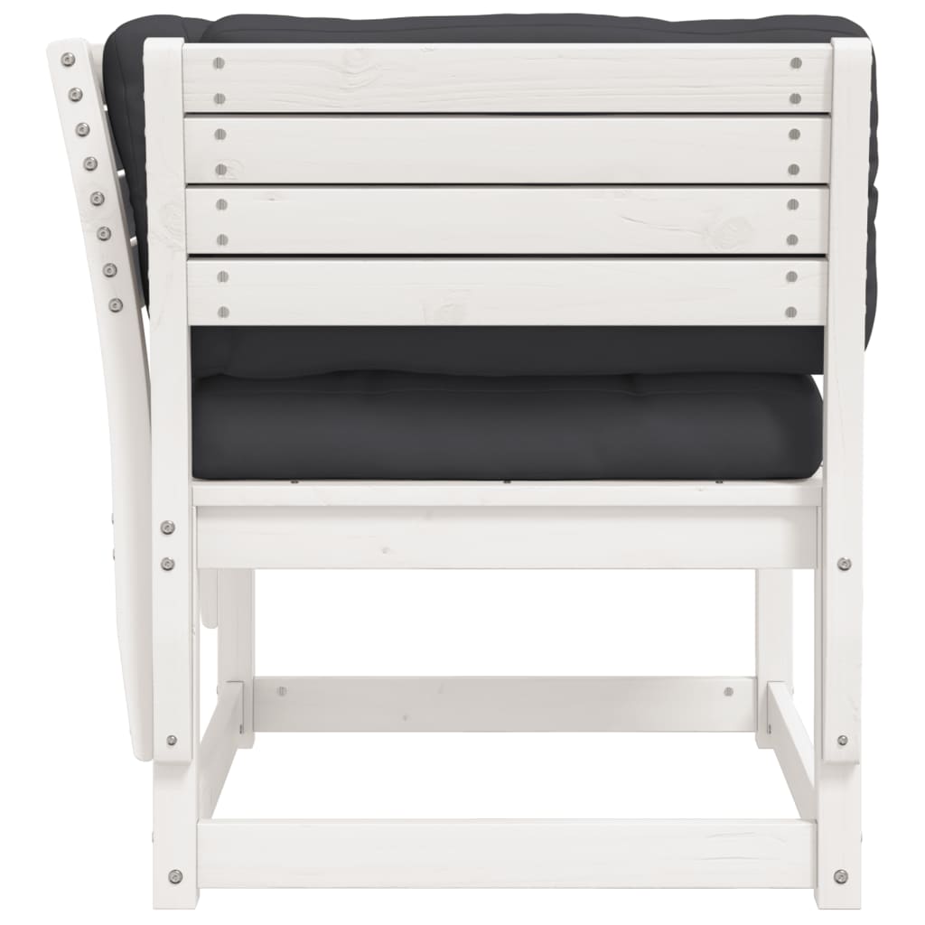 vidaXL Garden Sofa | White, Anthracite | Solid pine wood, Polyester | Medium