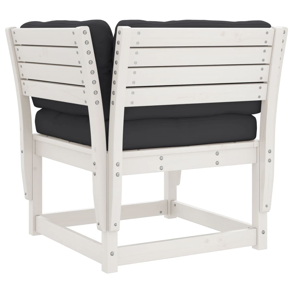 vidaXL Garden Sofa | White, Anthracite | Solid pine wood, Polyester | Medium