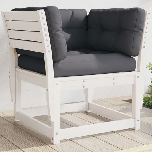 vidaXL Garden Sofa | White, Anthracite | Solid pine wood, Polyester | Medium