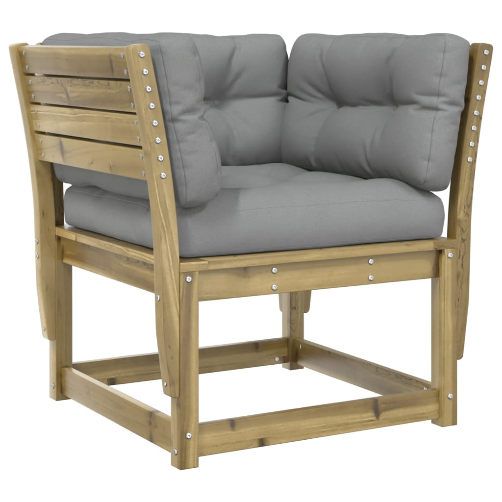 vidaXL Garden Sofa | Grey | Solid Pine Wood | Medium | Modular | Garden Sofa