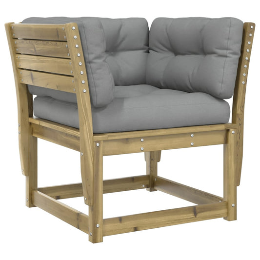 vidaXL Garden Sofa | Grey | Solid Pine Wood | Medium | Modular | Garden Sofa