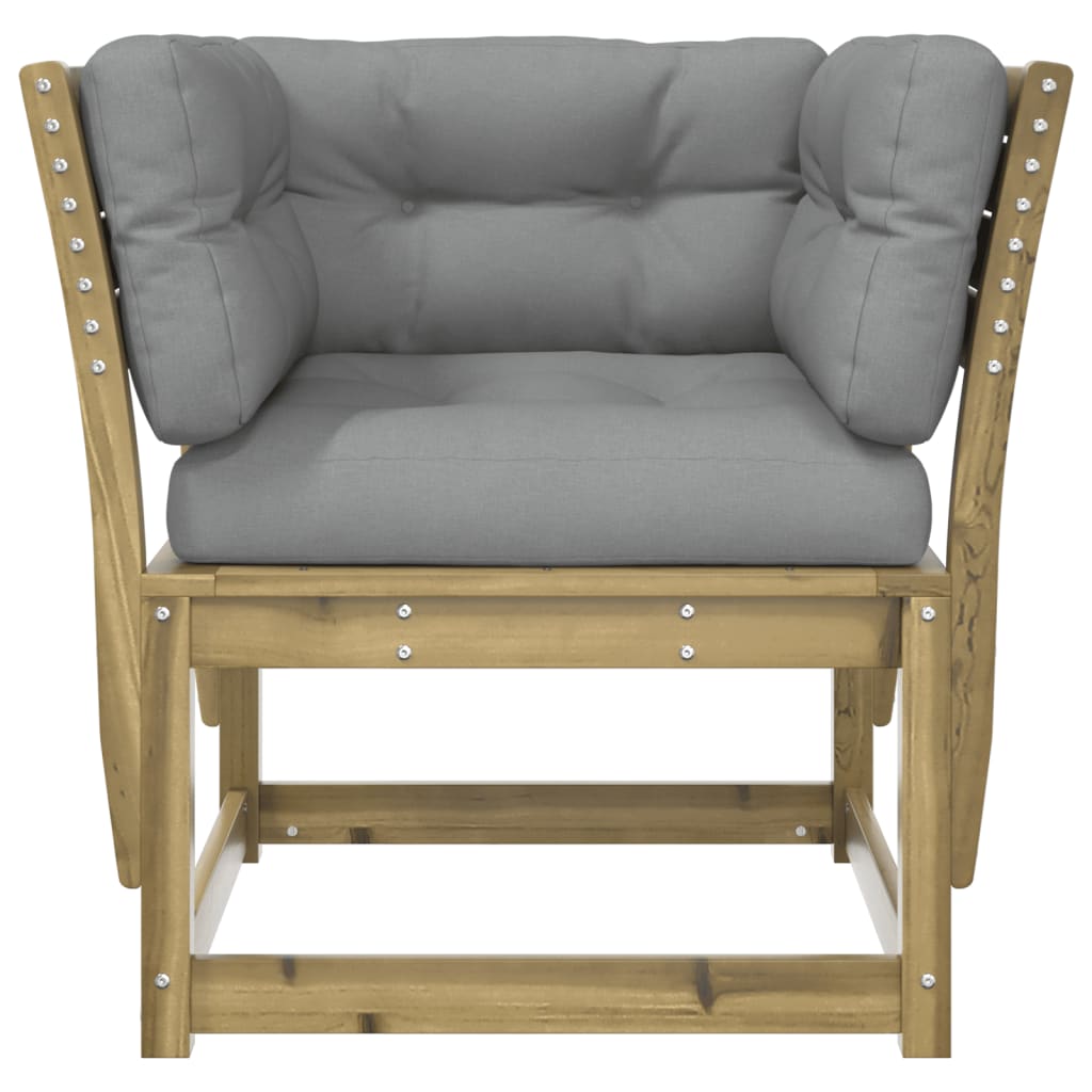 vidaXL Garden Sofa | Grey | Solid Pine Wood | Medium | Modular | Garden Sofa
