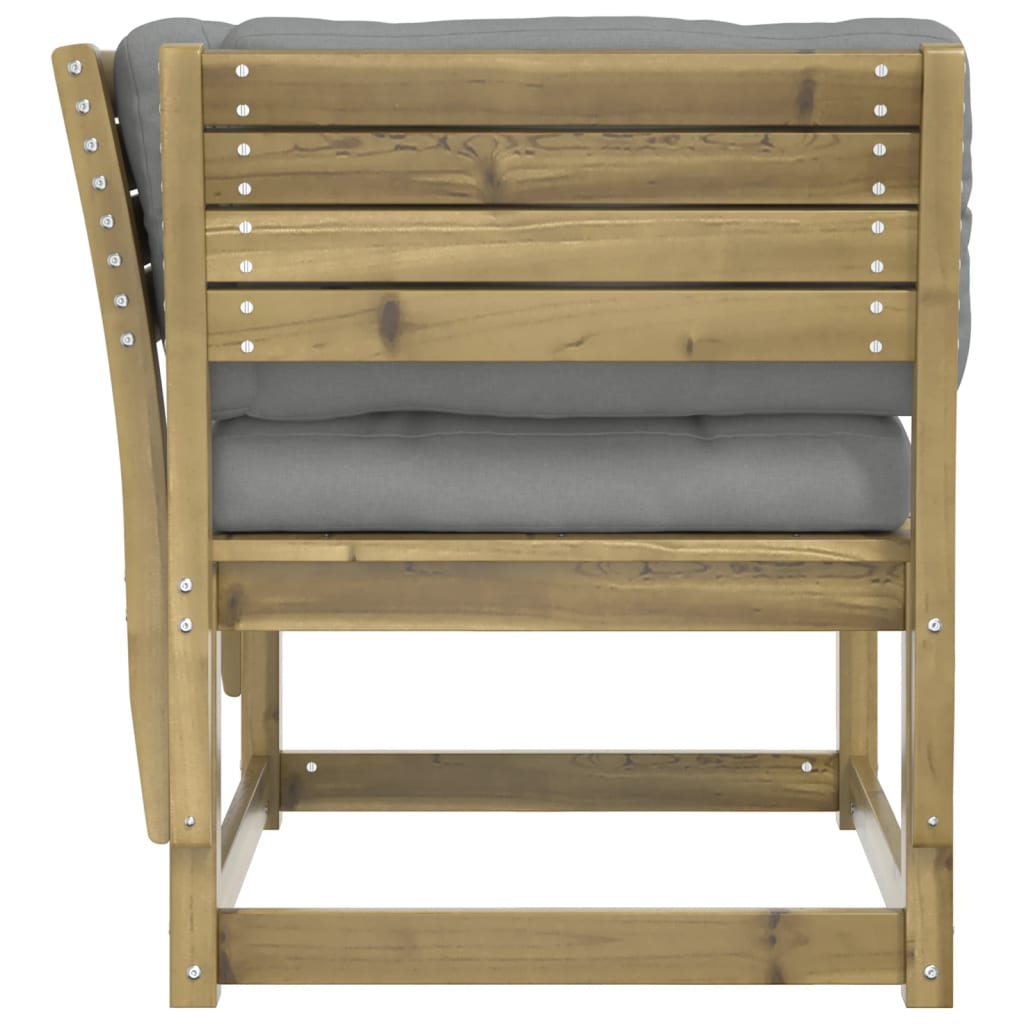vidaXL Garden Sofa | Grey | Solid Pine Wood | Medium | Modular | Garden Sofa