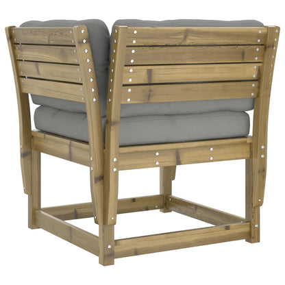 vidaXL Garden Sofa | Grey | Solid Pine Wood | Medium | Modular | Garden Sofa