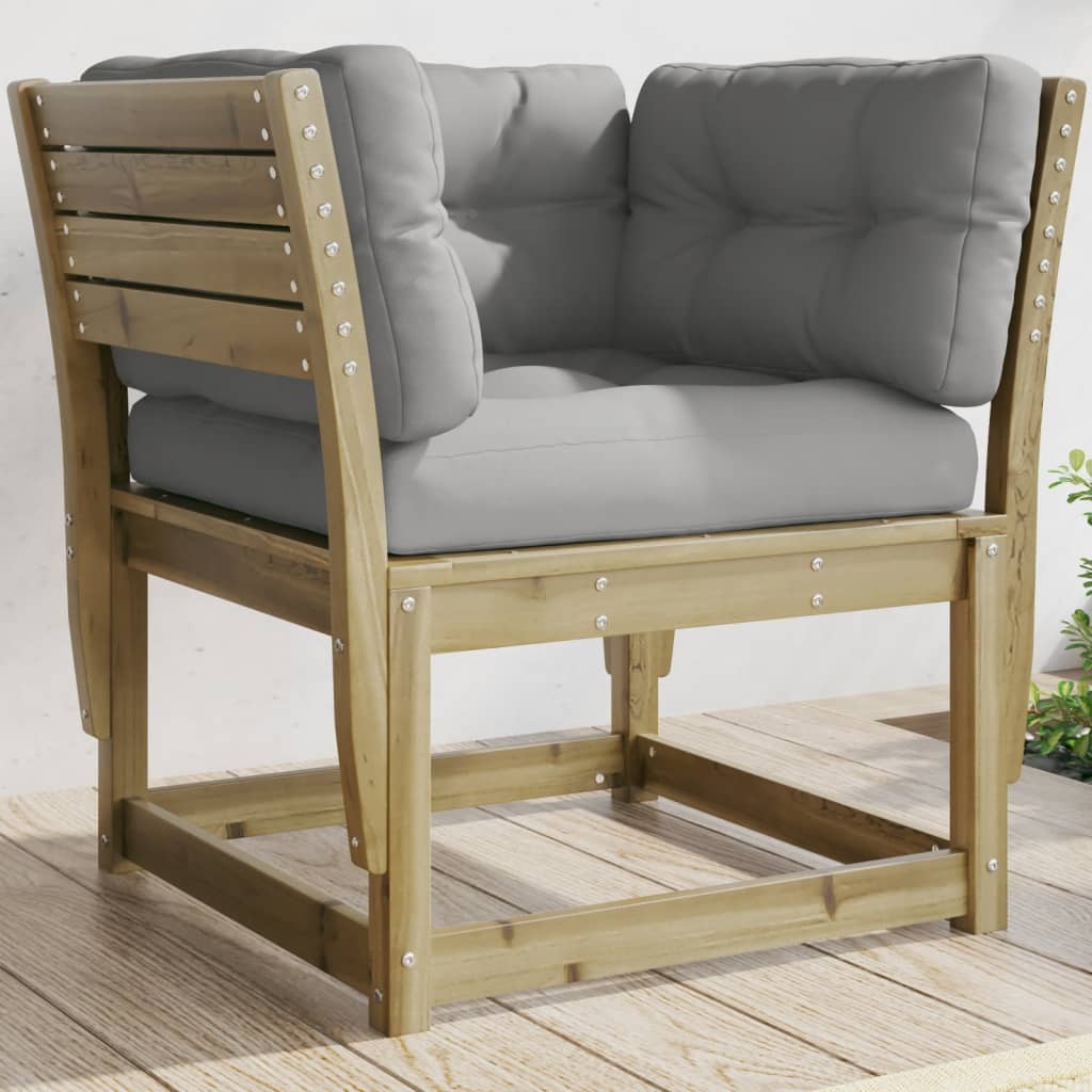 vidaXL Garden Sofa | Grey | Solid Pine Wood | Medium | Modular | Garden Sofa