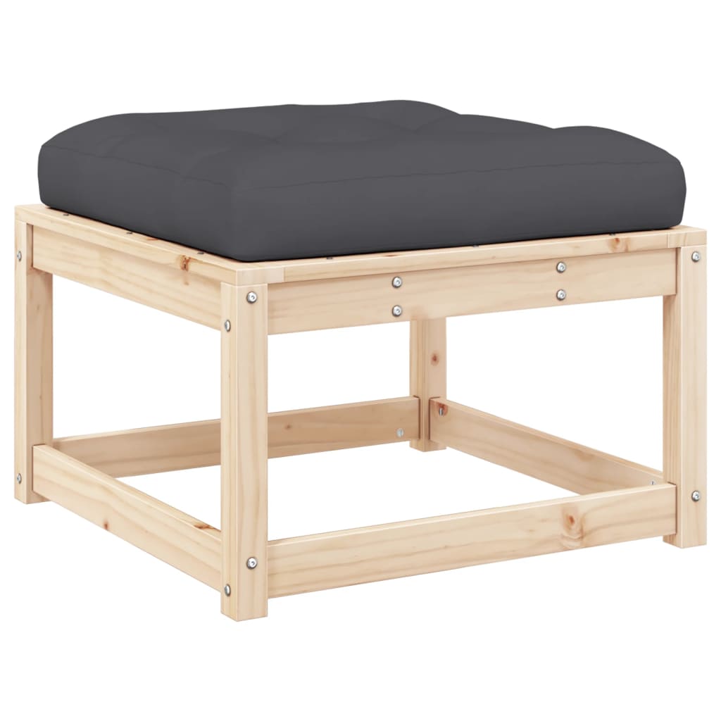 vidaXL Garden Footstool | Natural wood and anthracite