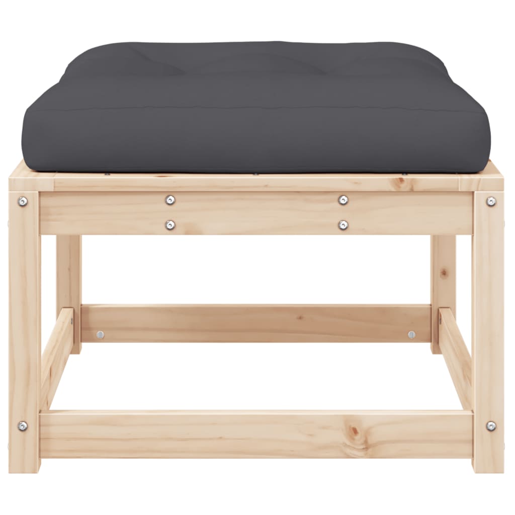 vidaXL Garden Footstool | Natural wood and anthracite