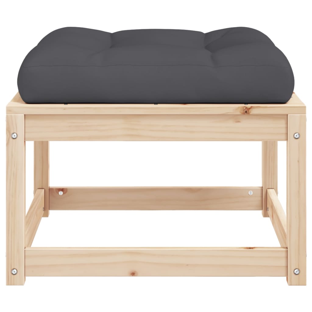 vidaXL Garden Footstool | Natural wood and anthracite