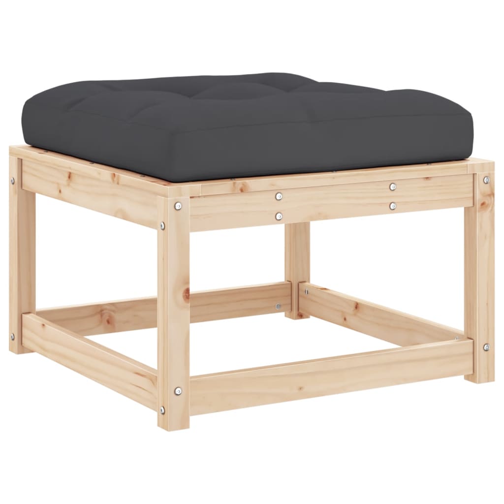 vidaXL Garden Footstool | Natural wood and anthracite