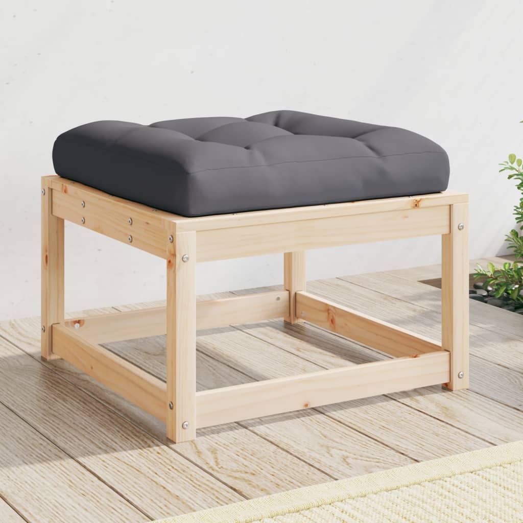 vidaXL Garden Footstool | Natural wood and anthracite