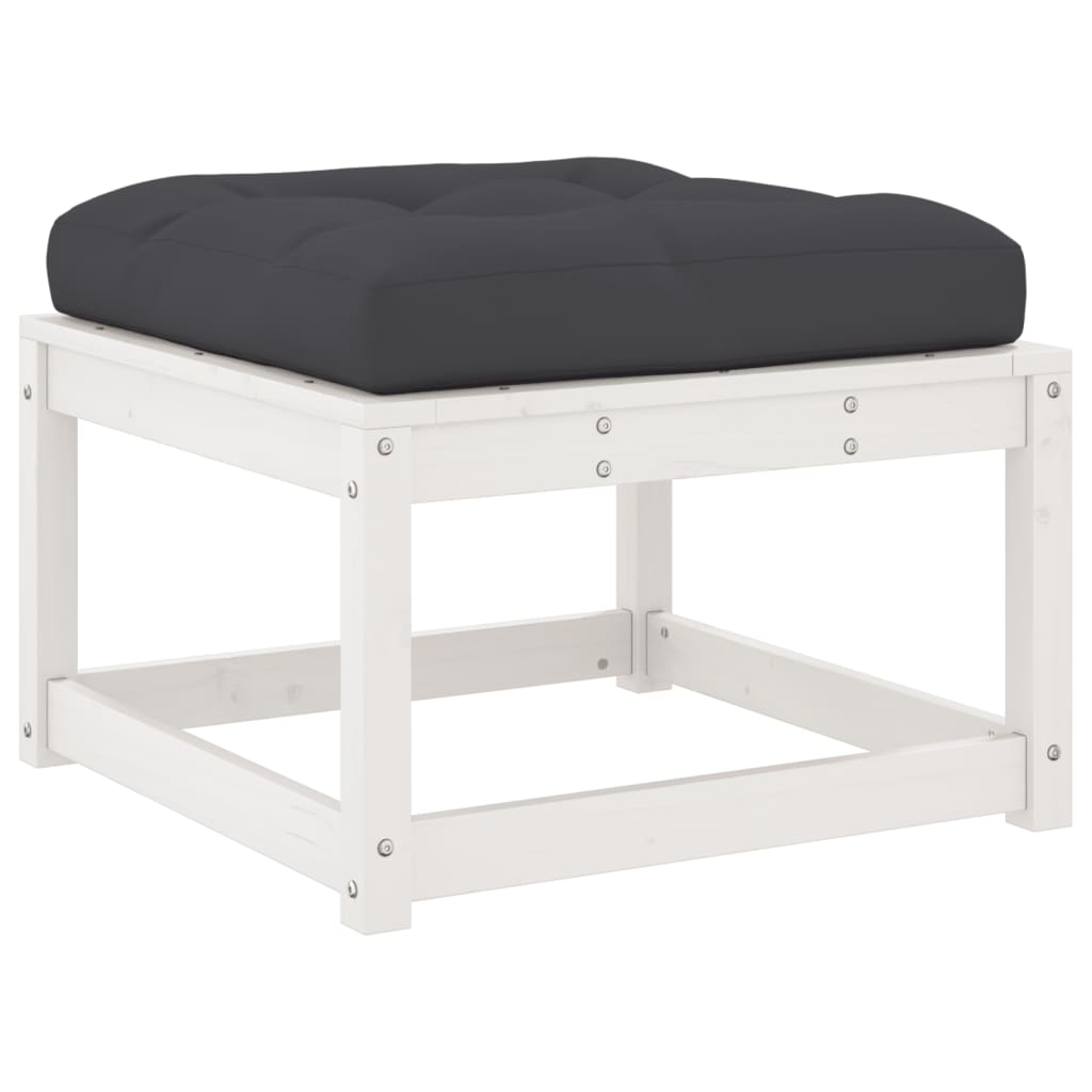 vidaXL Garden Footstool | White | Solid pine wood | 83 x 73 x 78 cm | Modular