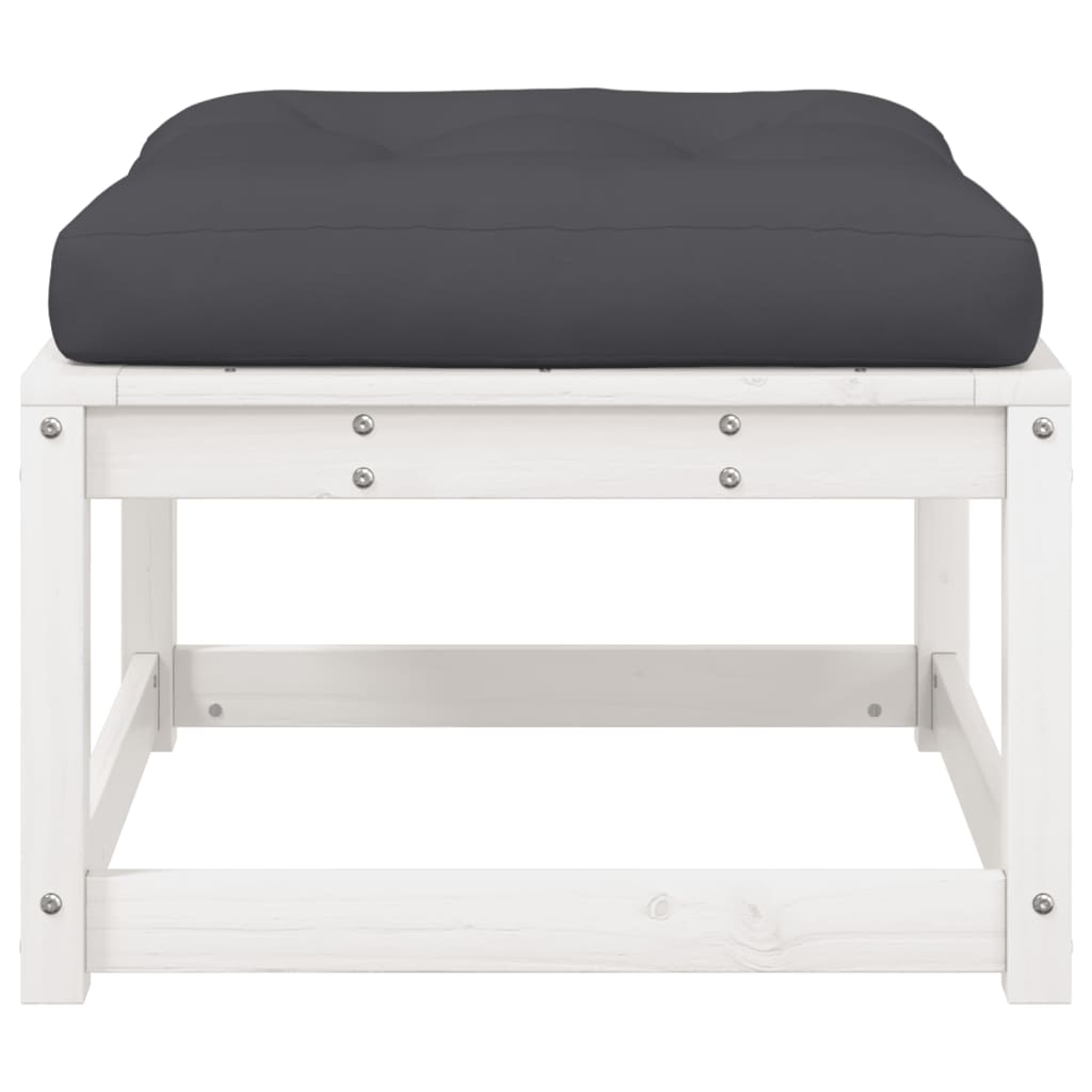 vidaXL Garden Footstool | White | Solid pine wood | 83 x 73 x 78 cm | Modular