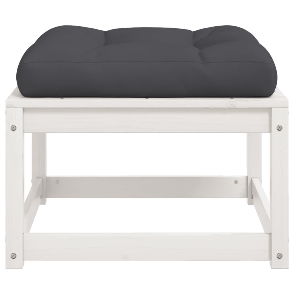 vidaXL Garden Footstool | White | Solid pine wood | 83 x 73 x 78 cm | Modular