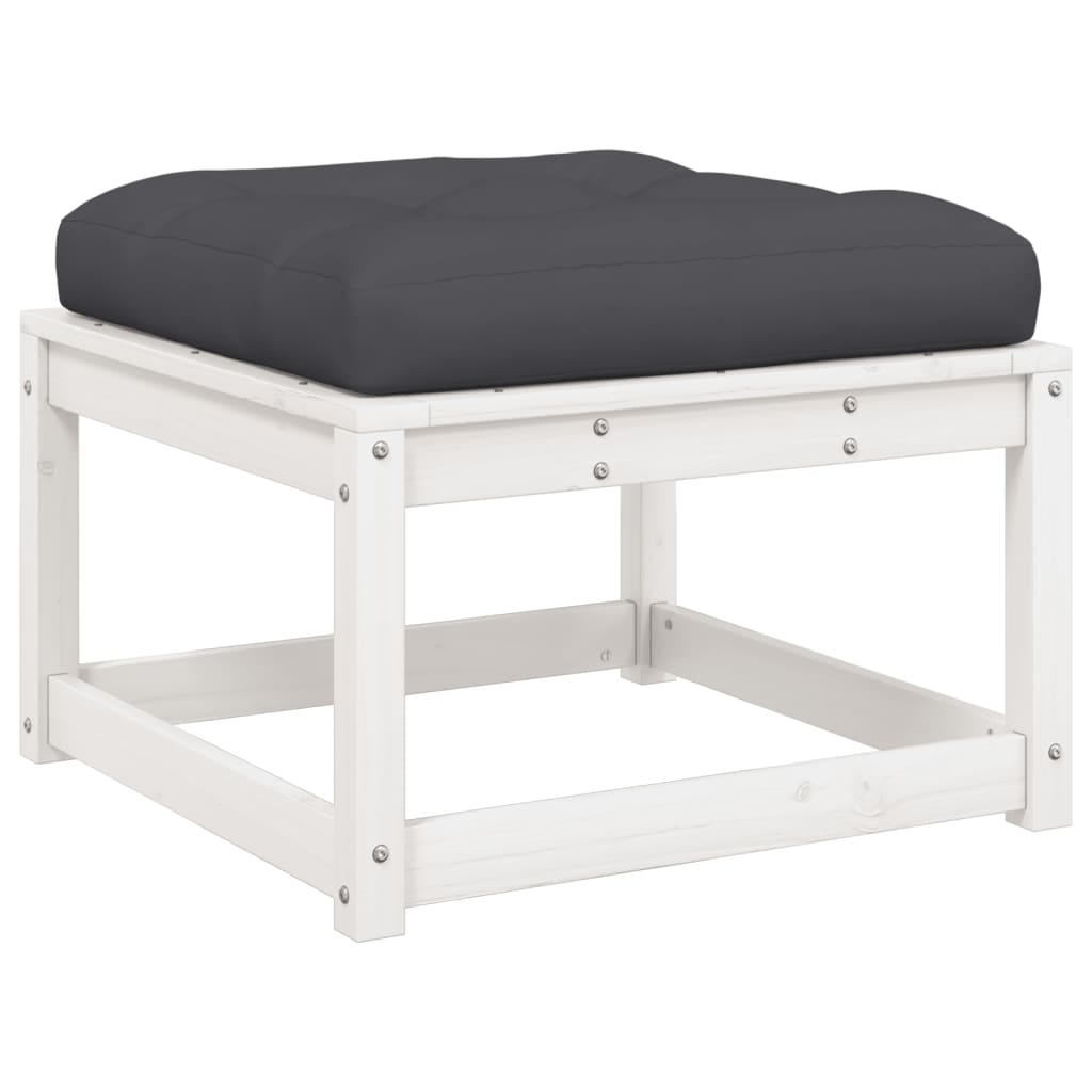 vidaXL Garden Footstool | White | Solid pine wood | 83 x 73 x 78 cm | Modular