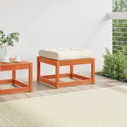 vidaXL Garden Footstool | Wax brown | Solid pine wood, Polyester cushion