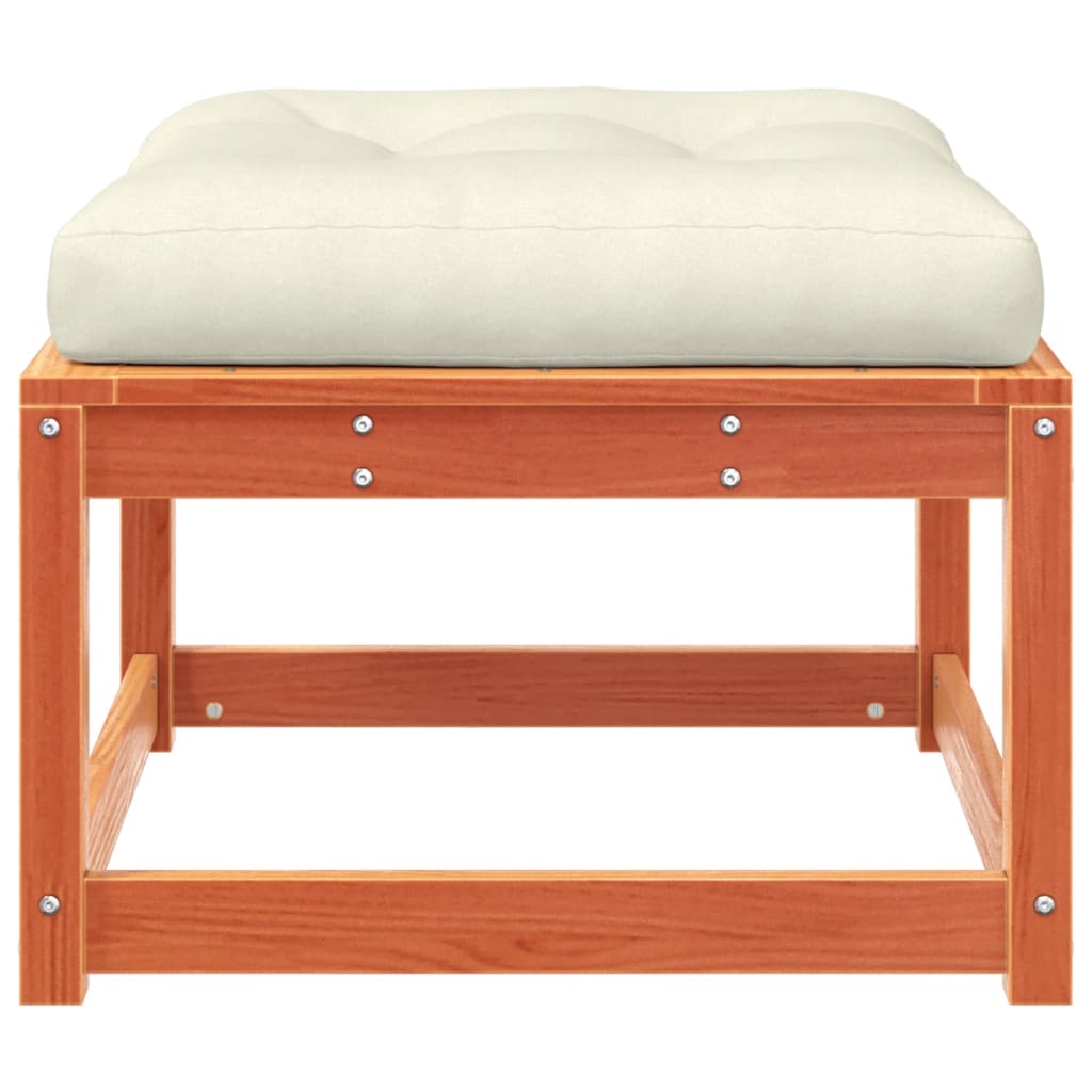 vidaXL Garden Footstool | Wax brown | Solid pine wood, Polyester cushion