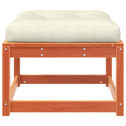 vidaXL Garden Footstool | Wax brown | Solid pine wood, Polyester cushion