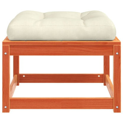 vidaXL Garden Footstool | Wax brown | Solid pine wood, Polyester cushion