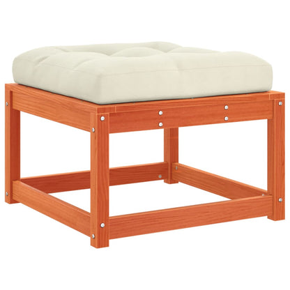 vidaXL Garden Footstool | Wax brown | Solid pine wood, Polyester cushion