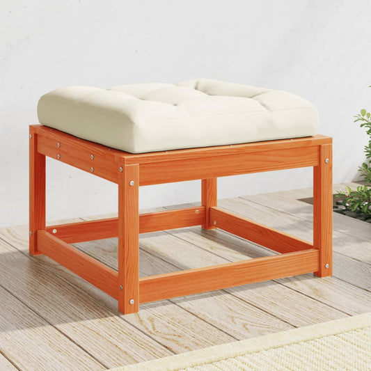 vidaXL Garden Footstool | Wax brown | Solid pine wood, Polyester cushion