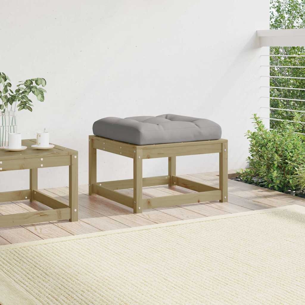 vidaXL Garden Footstool | Grey, Natural Wood