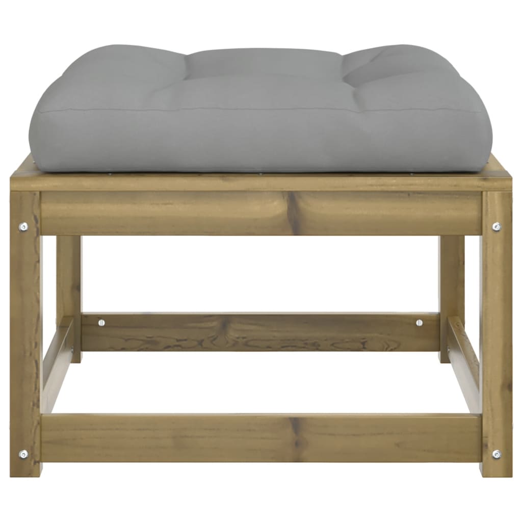 vidaXL Garden Footstool | Grey, Natural Wood