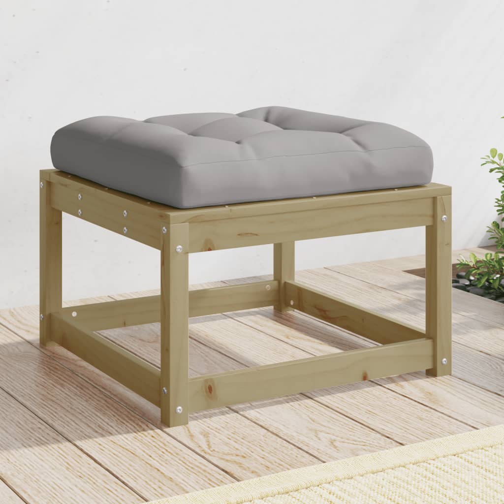 vidaXL Garden Footstool | Grey, Natural Wood