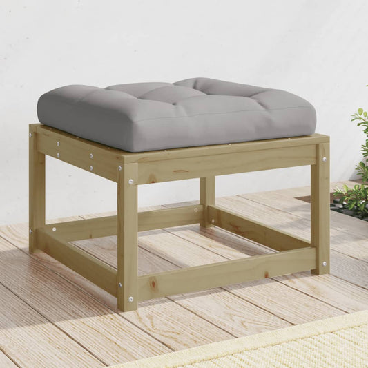 vidaXL Garden Footstool | Grey, Natural Wood