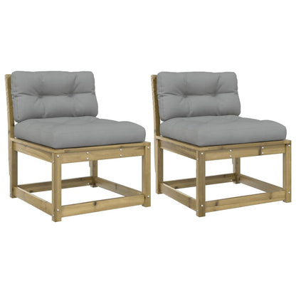 vidaXL Garden Sofa | Set of 2 | Grey | Impregnated pine wood, Polyester | Medium