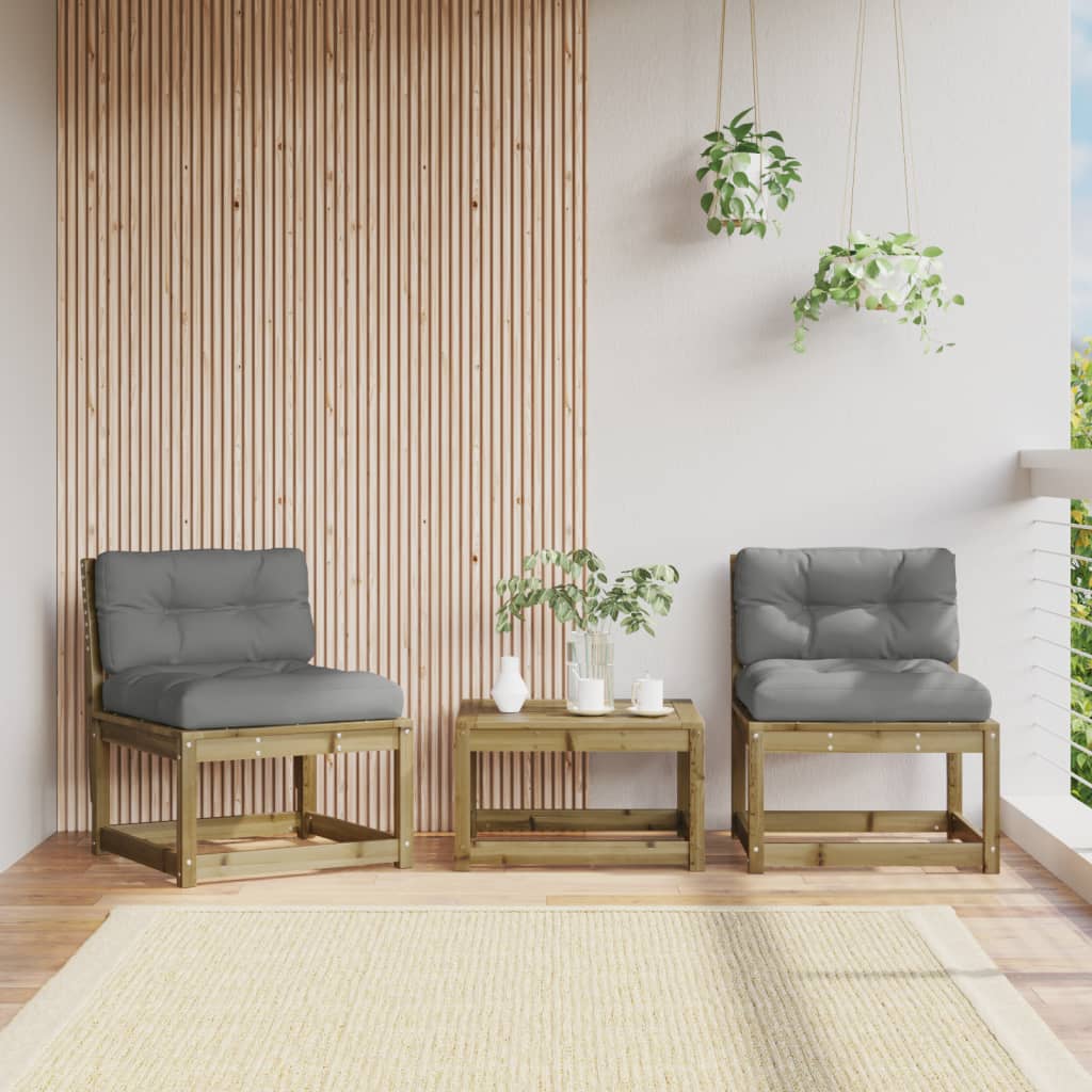 vidaXL Garden Sofa | Set of 2 | Grey | Impregnated pine wood, Polyester | Medium