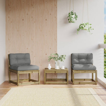 vidaXL Garden Sofa | Set of 2 | Grey | Impregnated pine wood, Polyester | Medium