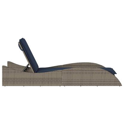 vidaXL Sun Lounger with Cushion Grey 60x205x73 cm Poly Rattan