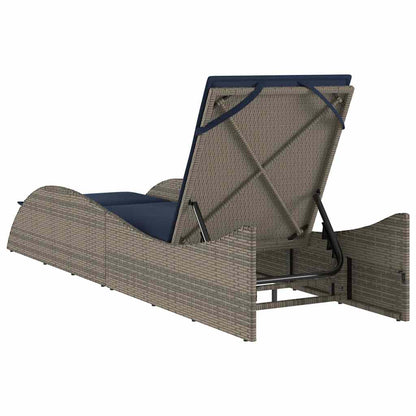 vidaXL Sun Lounger with Cushion Grey 60x205x73 cm Poly Rattan