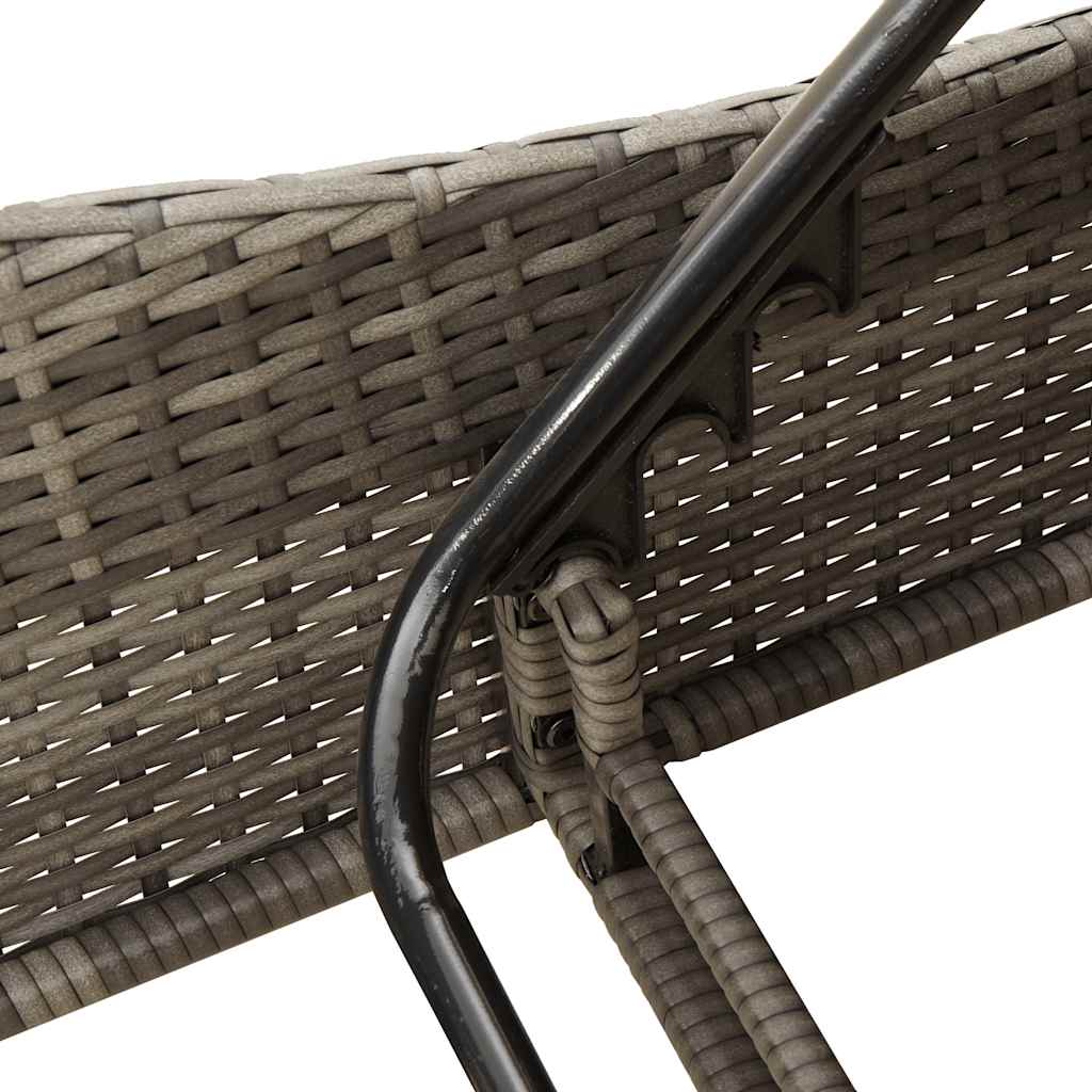 vidaXL Sun Lounger with Cushion Grey 60x205x73 cm Poly Rattan