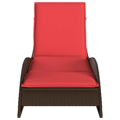 vidaXL Sun Lounger with Cushion Brown 60x205x73 cm Poly Rattan