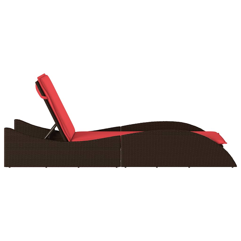 vidaXL Sun Lounger with Cushion Brown 60x205x73 cm Poly Rattan