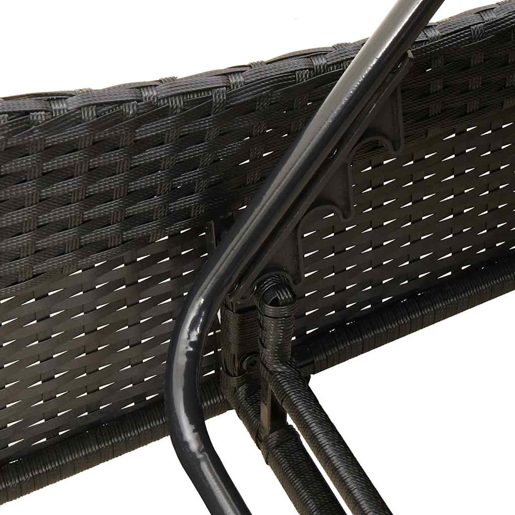 vidaXL Sun Lounger with Cushion Black 60x205x73 cm Poly Rattan