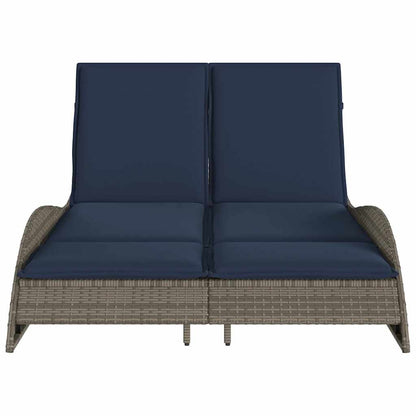 vidaXL Sun Lounger with Cushions Grey 114x205x73 cm Poly Rattan