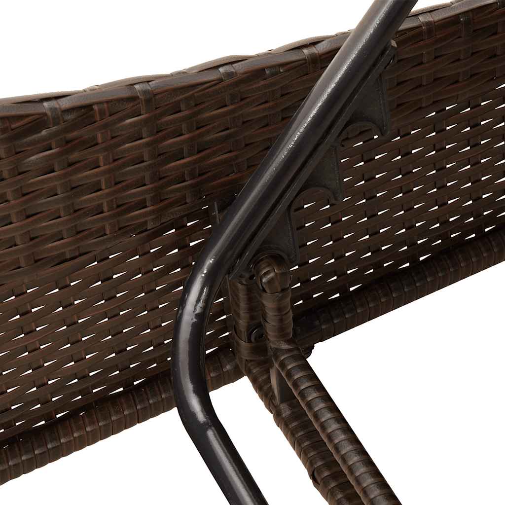 vidaXL Sun Lounger with Cushions Brown 114x205x73 cm Poly Rattan
