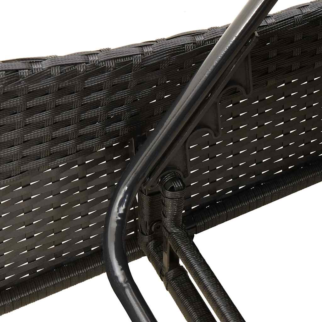 vidaXL Sun Lounger with Cushions Black 114x205x73 cm Poly Rattan