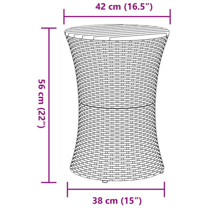 vidaXL Garden Side Table Drum Shape Grey Poly Rattan and Solid Wood