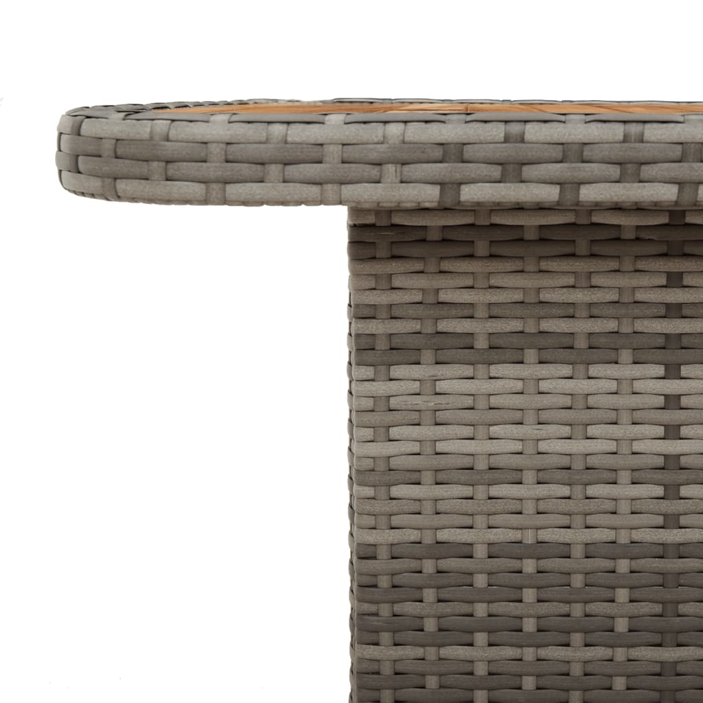 vidaXL Garden Table Grey 80x80x71 cm Poly Rattan and Acacia Wood