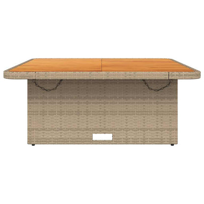 vidaXL Garden Table Beige 110x110x71 cm Poly Rattan and Acacia Wood