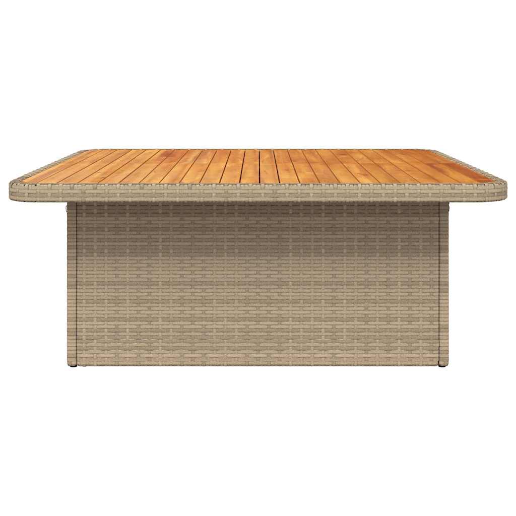 vidaXL Garden Table Beige 110x110x71 cm Poly Rattan and Acacia Wood