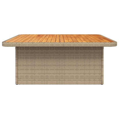 vidaXL Garden Table Beige 110x110x71 cm Poly Rattan and Acacia Wood