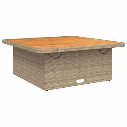 vidaXL Garden Table Beige 110x110x71 cm Poly Rattan and Acacia Wood