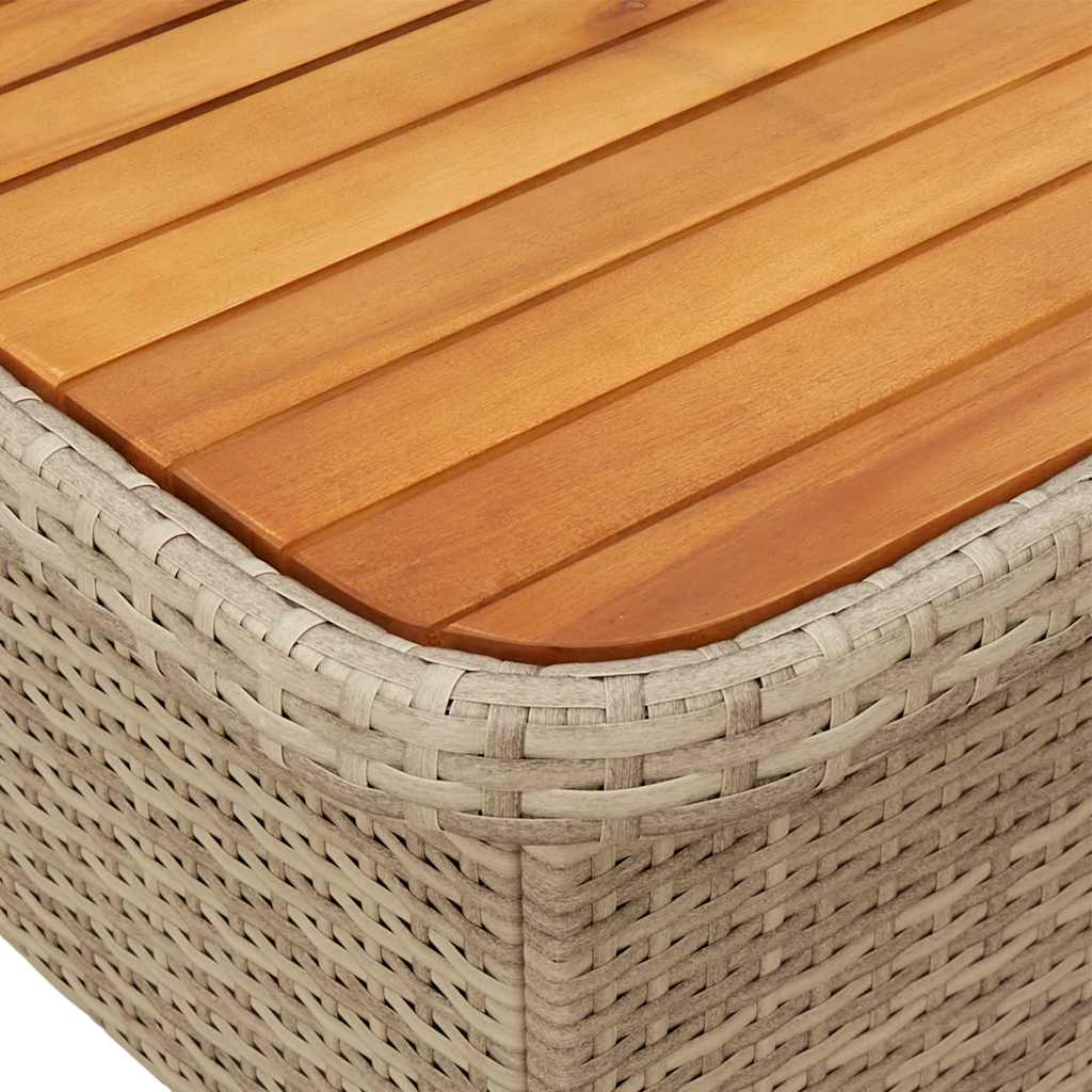 vidaXL Garden Table Beige 110x110x71 cm Poly Rattan and Acacia Wood