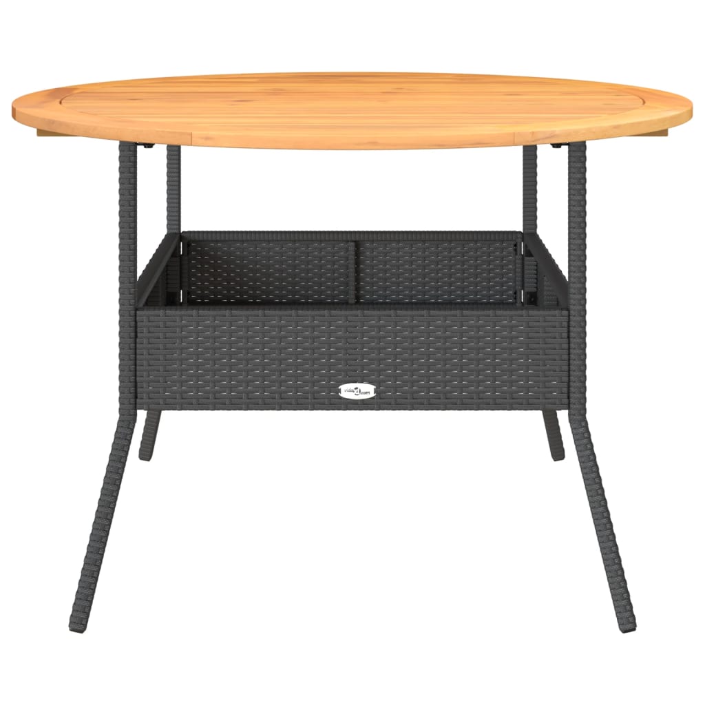 vidaXL Garden Table with Acacia Wood Top Black Ø110x71 cm Poly Rattan
