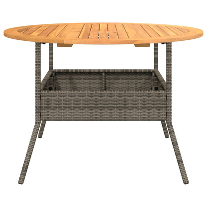 vidaXL Garden Table with Acacia Wood Top Grey Ø110x71 cm Poly Rattan