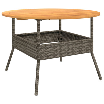 vidaXL Garden Table with Acacia Wood Top Grey Ø110x71 cm Poly Rattan